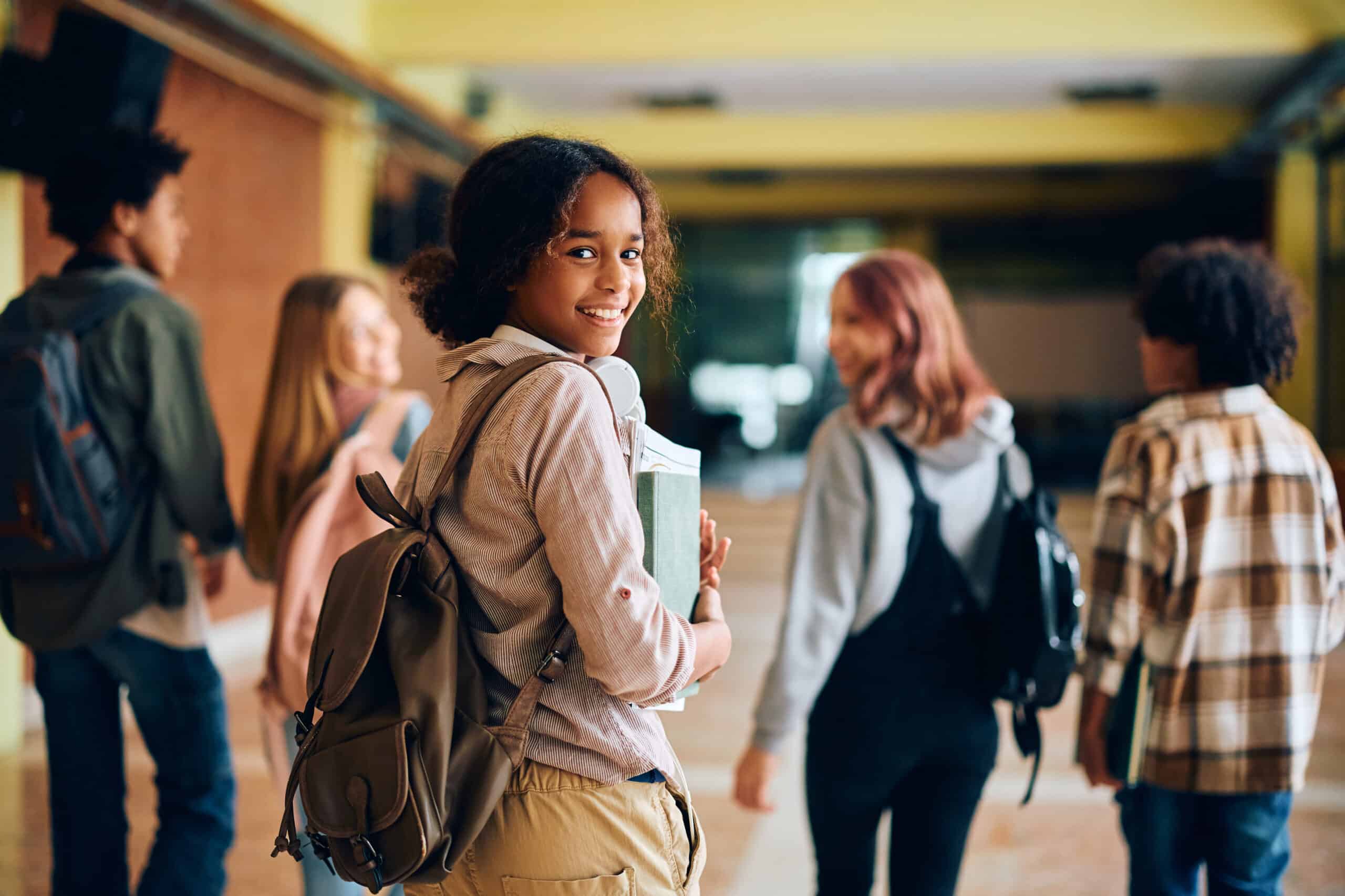 Smart IP Panic Button – Student in a school hallway