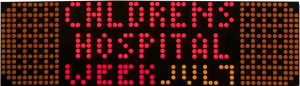 Display with multi-colored text and graphics: promotion.